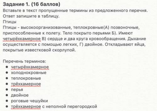 Задание 1. ( ) Вставьте в текст пропущенные термины из предложенного перечня. ответ запишите в табли