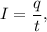 I = \dfrac{q}{t},