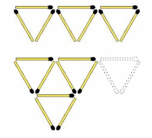 из 9 спичек сделал три треугольника Как получить 5 треугольников сдвинуть только три спички​