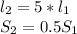 l_2=5*l_1\\ S_2=0.5S_1