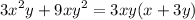 {3x}^{2} y + {9xy}^{2} = 3xy(x + 3y)