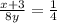 \frac{x + 3}{8y} = \frac{1}{4}