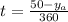 t = \frac{50 - y_a}{360}