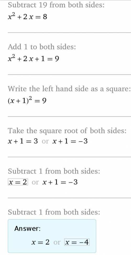 решить уравнение log3(x^2+2x+19)=3.