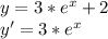 y=3*e^x+2\\y'=3*e^x