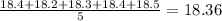 \frac{18.4 + 18.2 + 18.3 + 18.4 + 18.5}{5} = 18.36