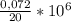 \frac{0,072}{20} * 10^{6}