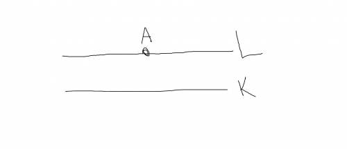 Проведите прямую k. Отметьте точку А внепрямой k. Через точку А проведите прямуюL, параллельную прям
