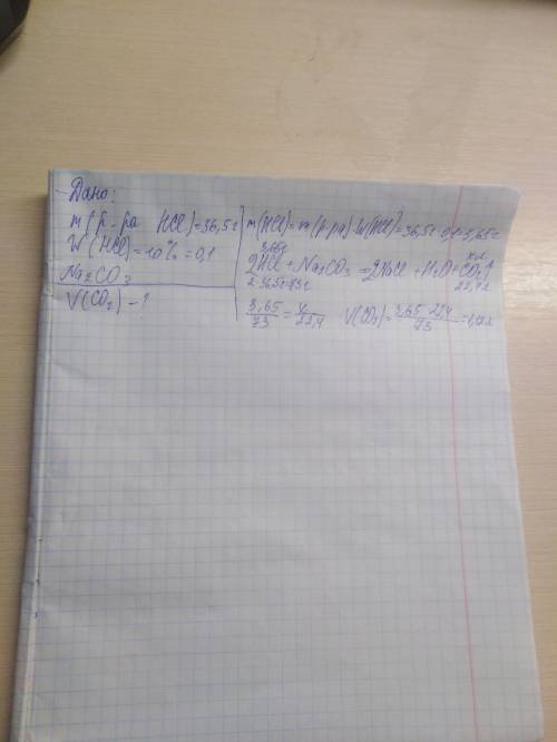 2. Какой объем углекислого газа (н.у.) можно получить при взаимодействии 36,5г 10% ‒ ного раствора с