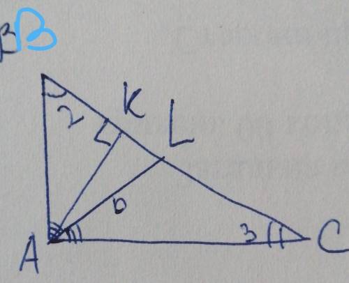Гострі кути прямокутного трикутника відносяться, як 2:3. Знайдіть кут між бісектрисою і висотою, про