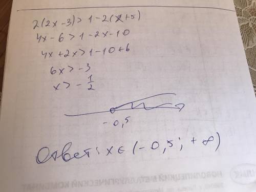 Решите неравенство: 2(2x-3)>1-2(x+5)НА ЛИСТКЕ​