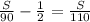 \frac{S}{90}-\frac{1}{2} =\frac{S}{110}