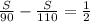 \frac{S}{90}-\frac{S}{110} =\frac{1}{2}