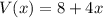 V(x)=8+4x