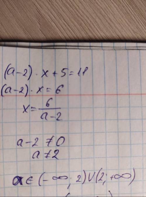 решить уравнение с параметром: (a - 2).x + 5 =11.​