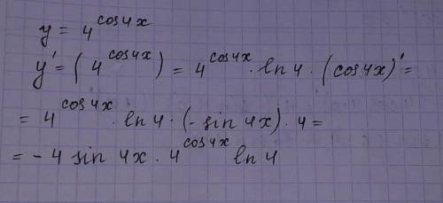 Найти производную функции:y=4^cos4x