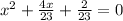 x^{2} + \frac{4x}{23} + \frac{2}{23} = 0