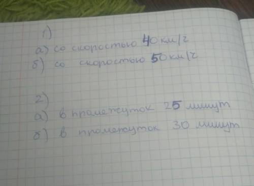 1) С какой скоростью ехала машина через : а) 15 минут , б) 20 минут после начала движения ? 2) В как