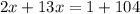 2x+13x=1+104