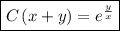 \boxed{C\left(x+y\right)=e^{\frac{y}{x} }}