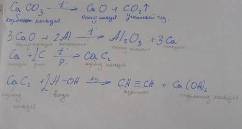 Напишите уравнение реакций, при которых можно осуществить следующее превращения: CaCo3- CaC2-C2H2 Ук
