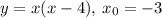 y = x(x - 4), \: x_{0} = - 3