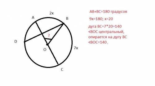 Дана окружность с центром в точке O. Диаметр окружности AC и хорда CB расположены так, что градусные