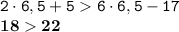 \displaystyle \tt 2\cdot6,5+56\cdot6,5-17\\\displaystyle \tt \bold{1822}