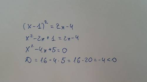 Розв'яжіть рівняння (x-1)^2=2x-4