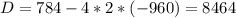 D=784-4*2*(-960)=8464