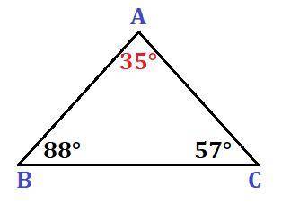 В треугольнике ΑΒΣ известно, что угол Σ равна 57 °, угол Β - 88 °. Найдите градусную меру угла Α.