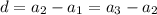 d=a_2-a_1=a_3-a_2