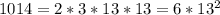 1014=2*3*13*13=6*13^2