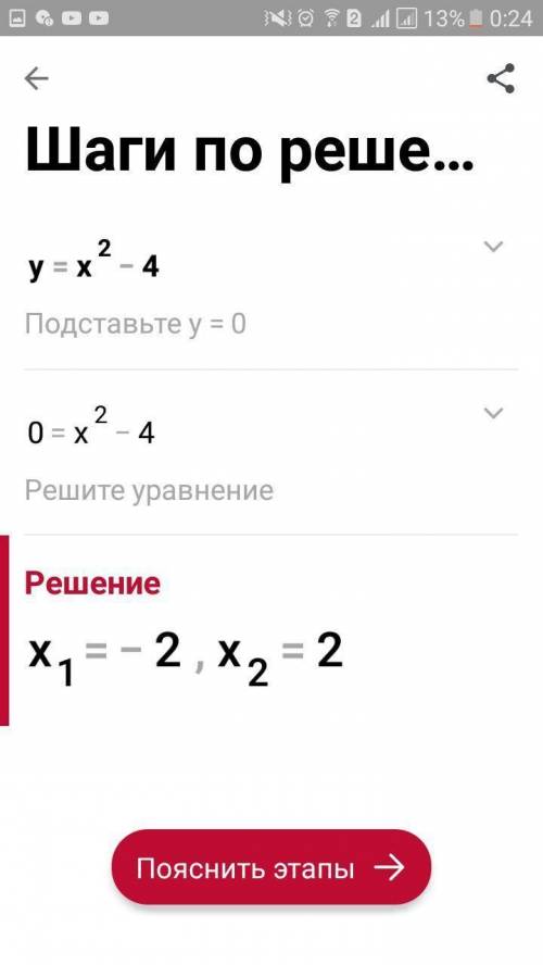 Найти нули функции y=x^2-4