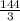 \frac{144}{3}