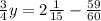 \frac{3}{4}y = 2\frac{1}{15} - \frac{59}{60}