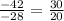 \frac{-42}{-28} =\frac{30}{20}