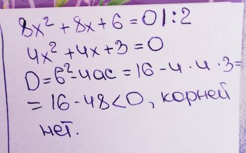 Найди дискриминант квадратного уравнения 8x2+8x+6=0.