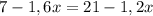 7 - 1,6x = 21 - 1,2x