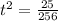 t^{2}=\frac{25}{256}