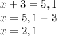 x+3=5,1\\x=5,1-3\\x=2,1