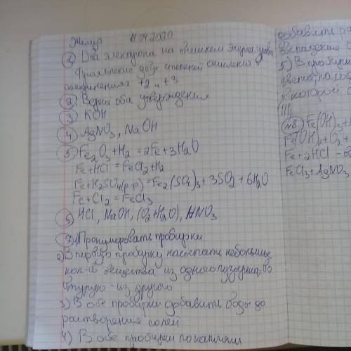 1.Что характерно для химического элемента железа? 1Проявление двух степеней окисления в соединениях