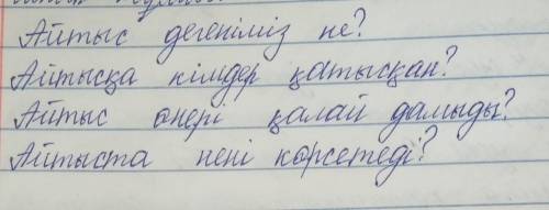 2-тапсырма. Мәтін мазмұны бойынша сұрақтар дайындап, диалог құрыңдар.He?Айтыс өнері қандай халықтард