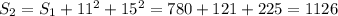 S_{2}=S_{1}+11^{2}+15^{2}=780+121+225=1126