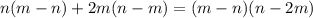 n(m-n)+2m(n-m)=(m-n)(n-2m)