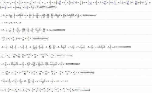 У выражение-4(3,3x-1)-(2-4,8x)+5(0,7x-2) и найдите его значение при x=-1/3