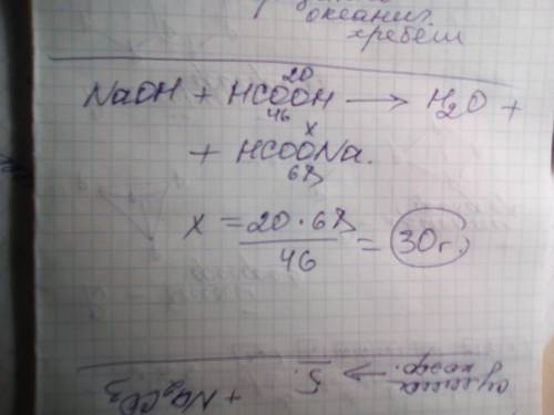 Какая масса соли образуется при действии на гидроксид натрия 20 г метановой кислоты?​