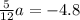 \frac{5}{12} a = - 4.8