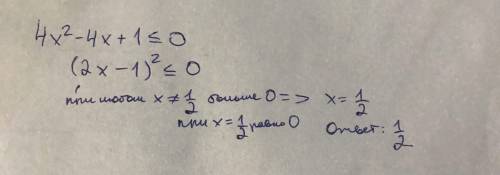 Решите квадратное неравенство: 4х² - 4х + 1 ≤ 0