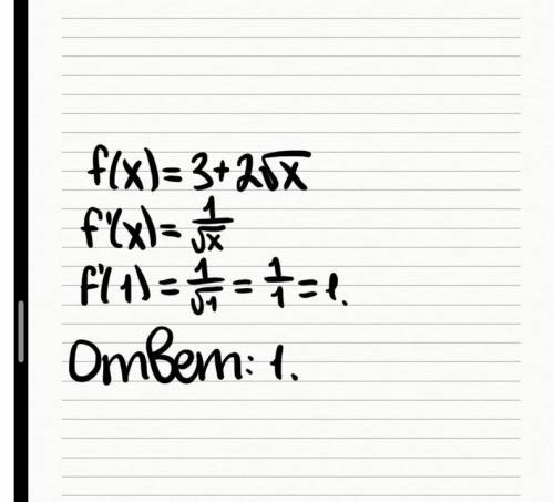 Зайти f'(1), якщо f(x)=3+2√x